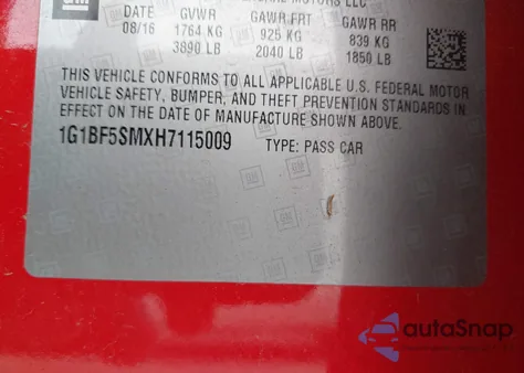 2017 Chevrolet Cruze Premier Auto z USA, uszkodzony, nr VIN 1G1BF5SMXH7115009